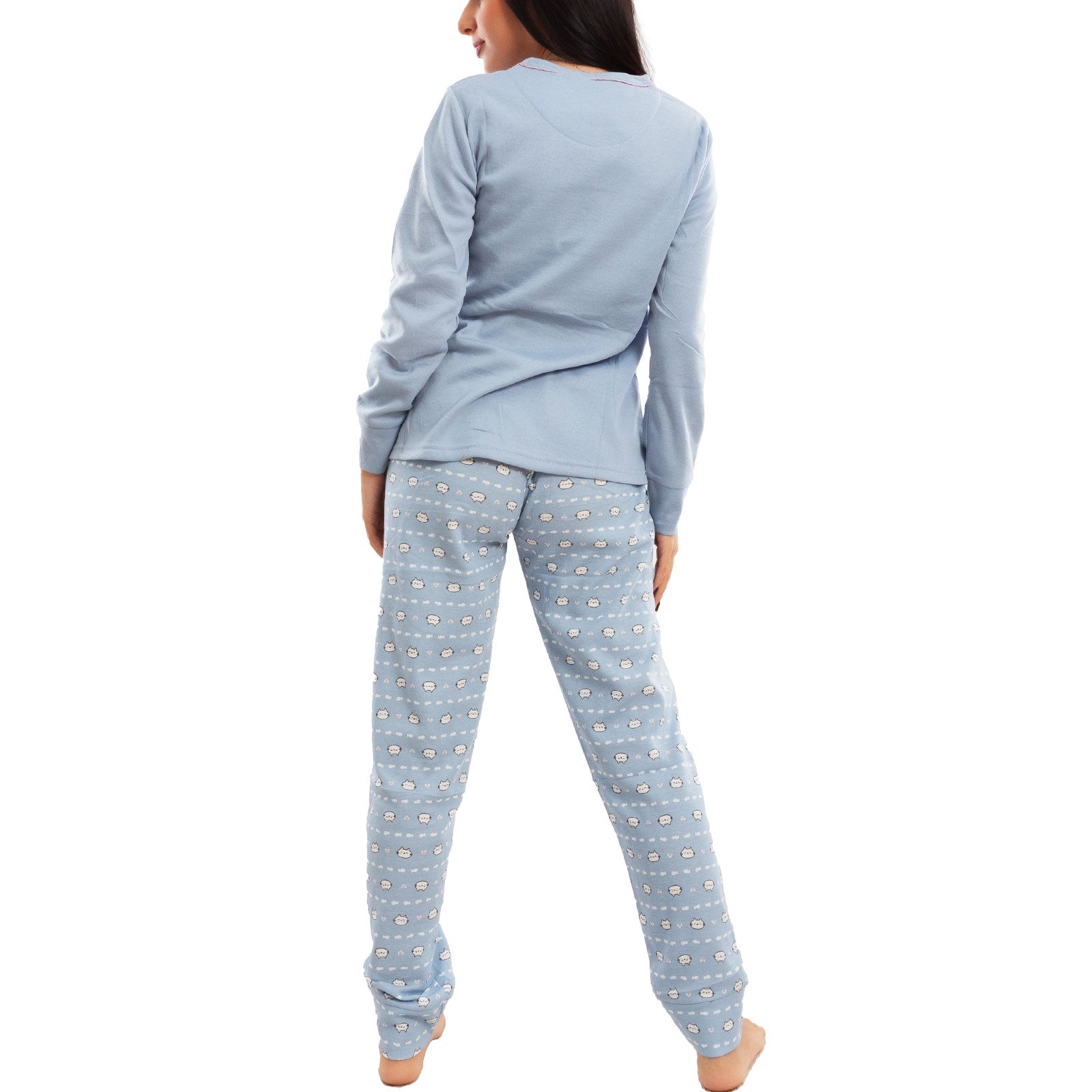 toocool pigiama donna invernale felpato gatti maniche lunghe pantaloni caldo cotone toocool 2141 verde acqua s