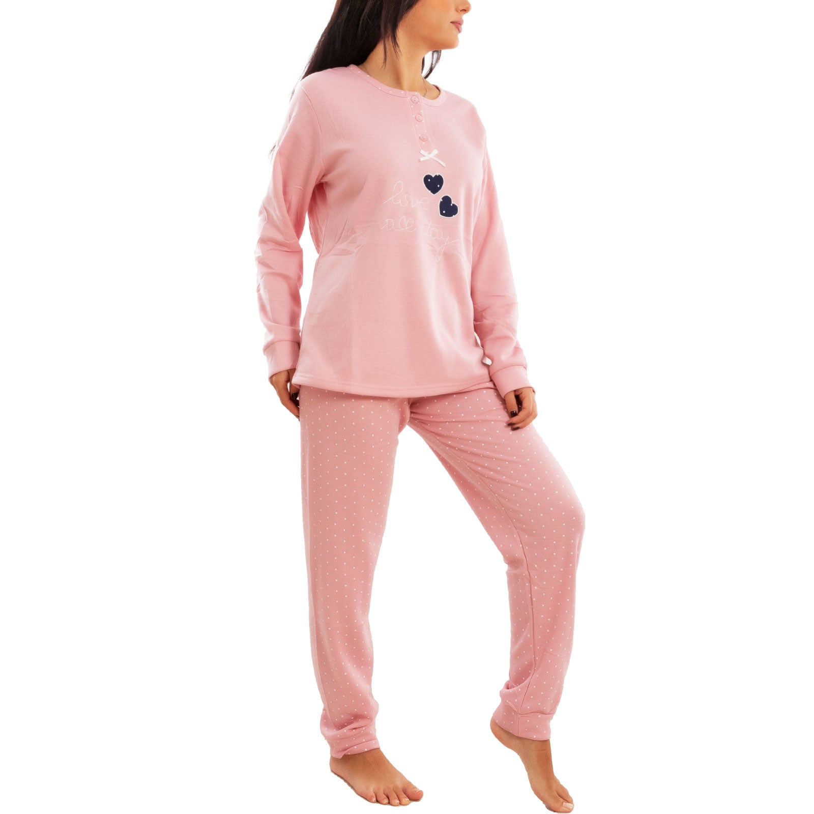 toocool pigiama donna invernale felpato pois maniche lunghe pantaloni caldo cotone toocool e5820 blu m