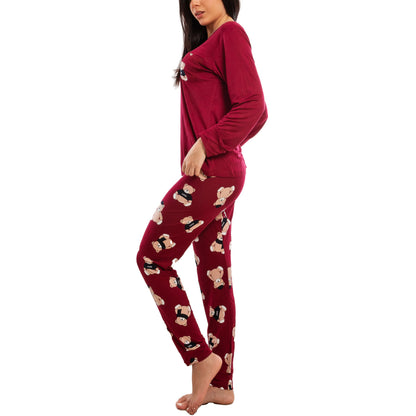 toocool pigiama donna lungo completo due pezzi maglia maniche lunghe pantaloni fantasia orsetti toocool e2600