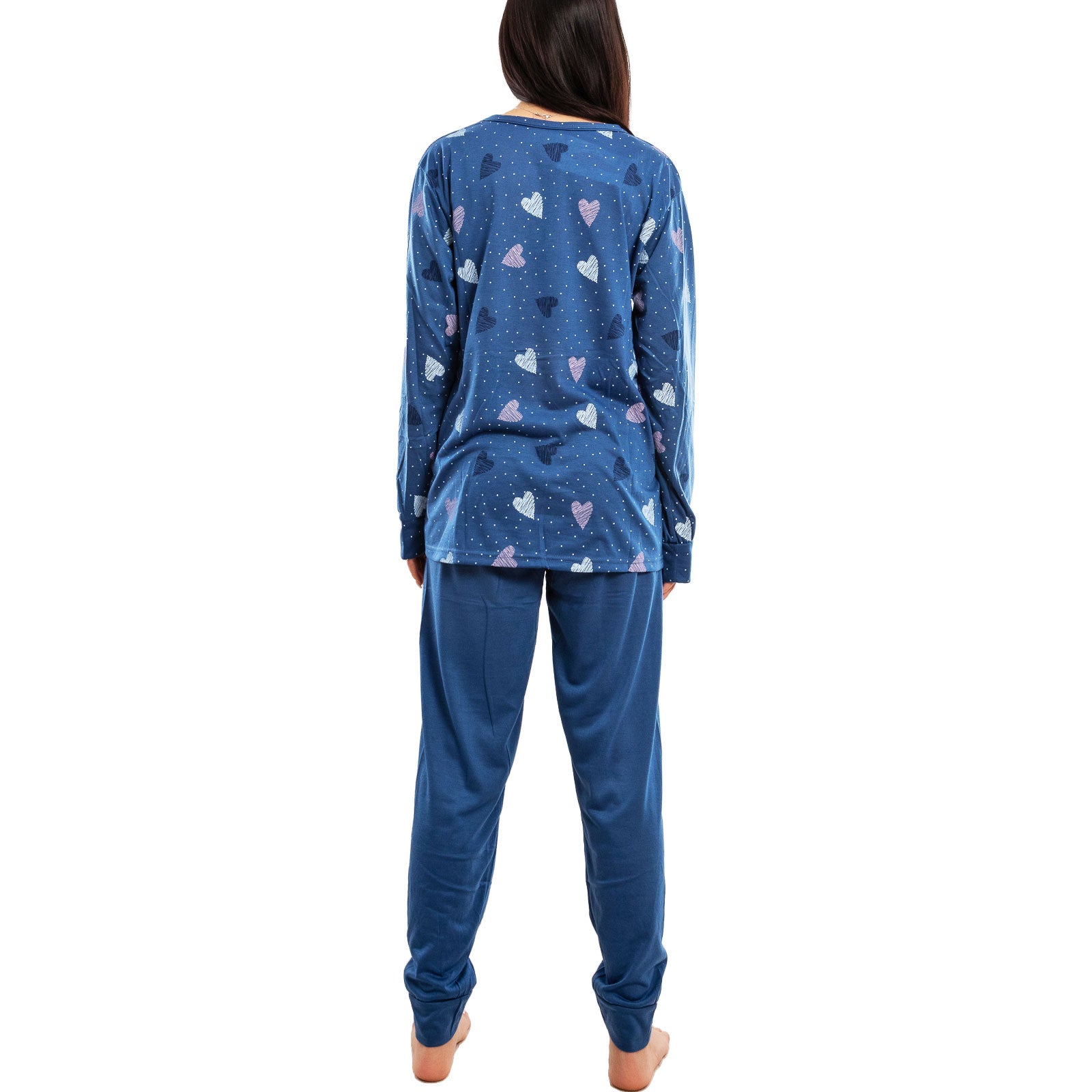 toocool pigiama donna lungo set due pezzi maglia tasca frontale pantalone con polsini design a cuori toocool h48 rosa s