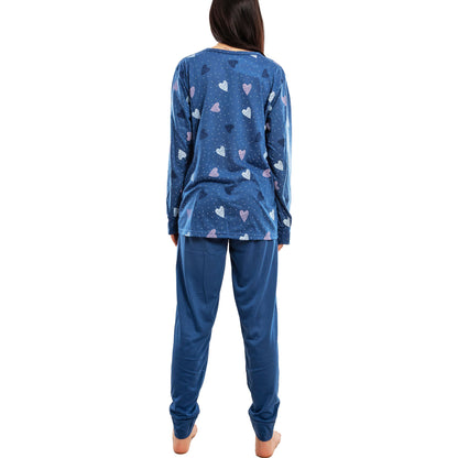 toocool pigiama donna lungo set due pezzi maglia tasca frontale pantalone con polsini design a cuori toocool h48 rosa s