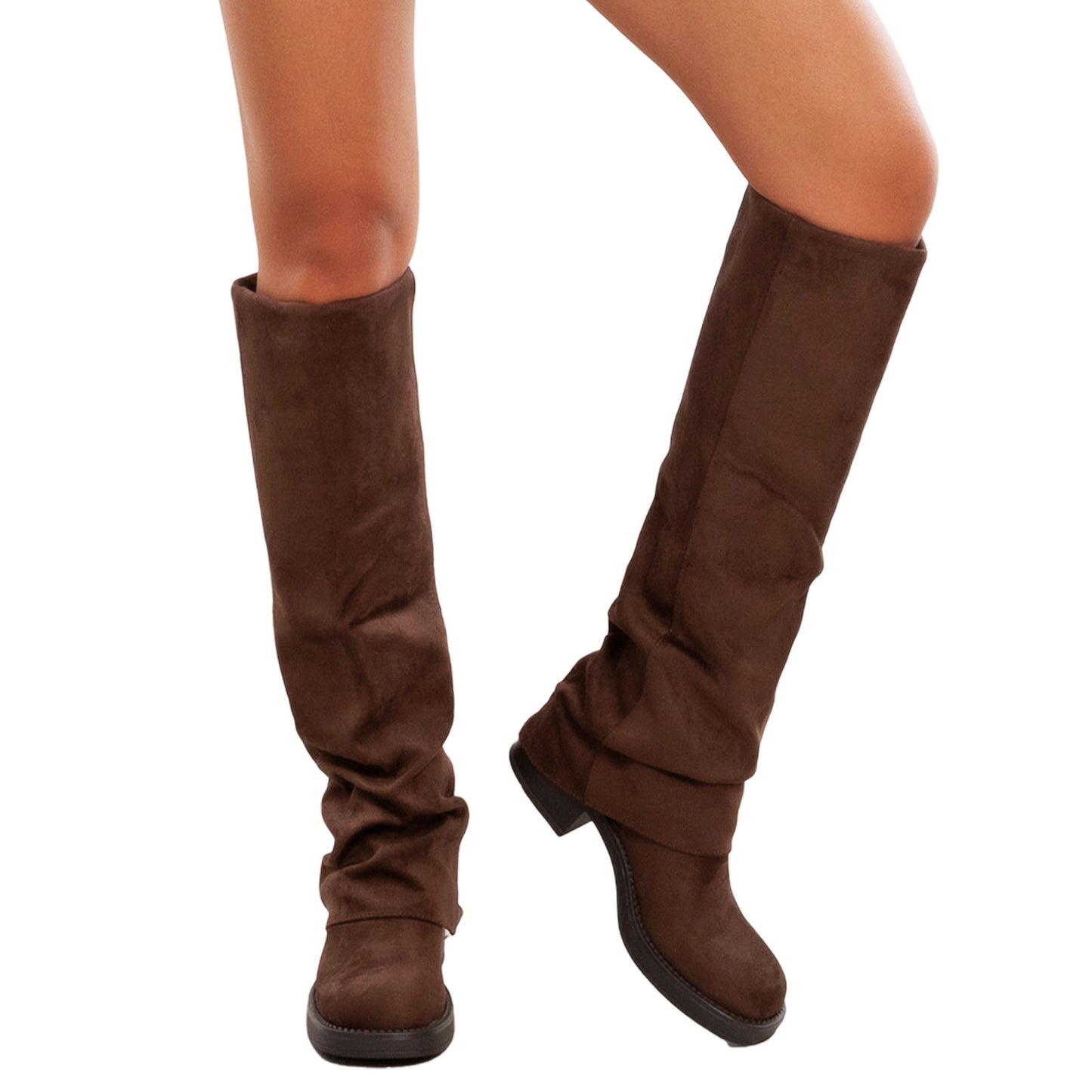 toocool stivali donna ghetta gambale ampio cerniere casual invernali scarpe tacco basso toocool ga037 marrone 39