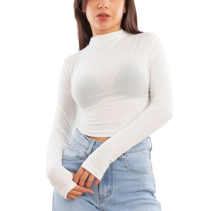 toocool top donna crop corto maniche lunghe foro per pollice blusa toocool vi 5317 nero sm