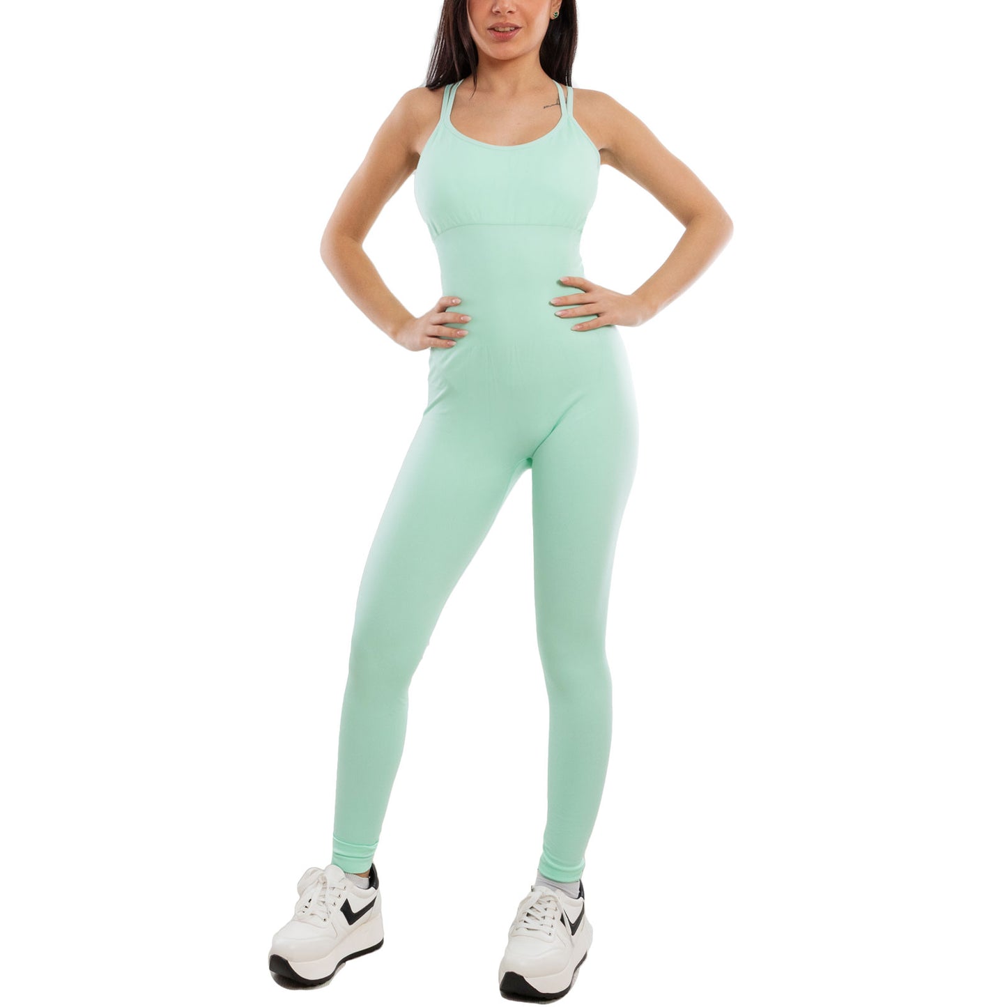 toocool tuta sportiva donna jumpsuit intera aderente body modellante yoga pilate fitness schiena scoperta incrocio toocool s90025 nero sm