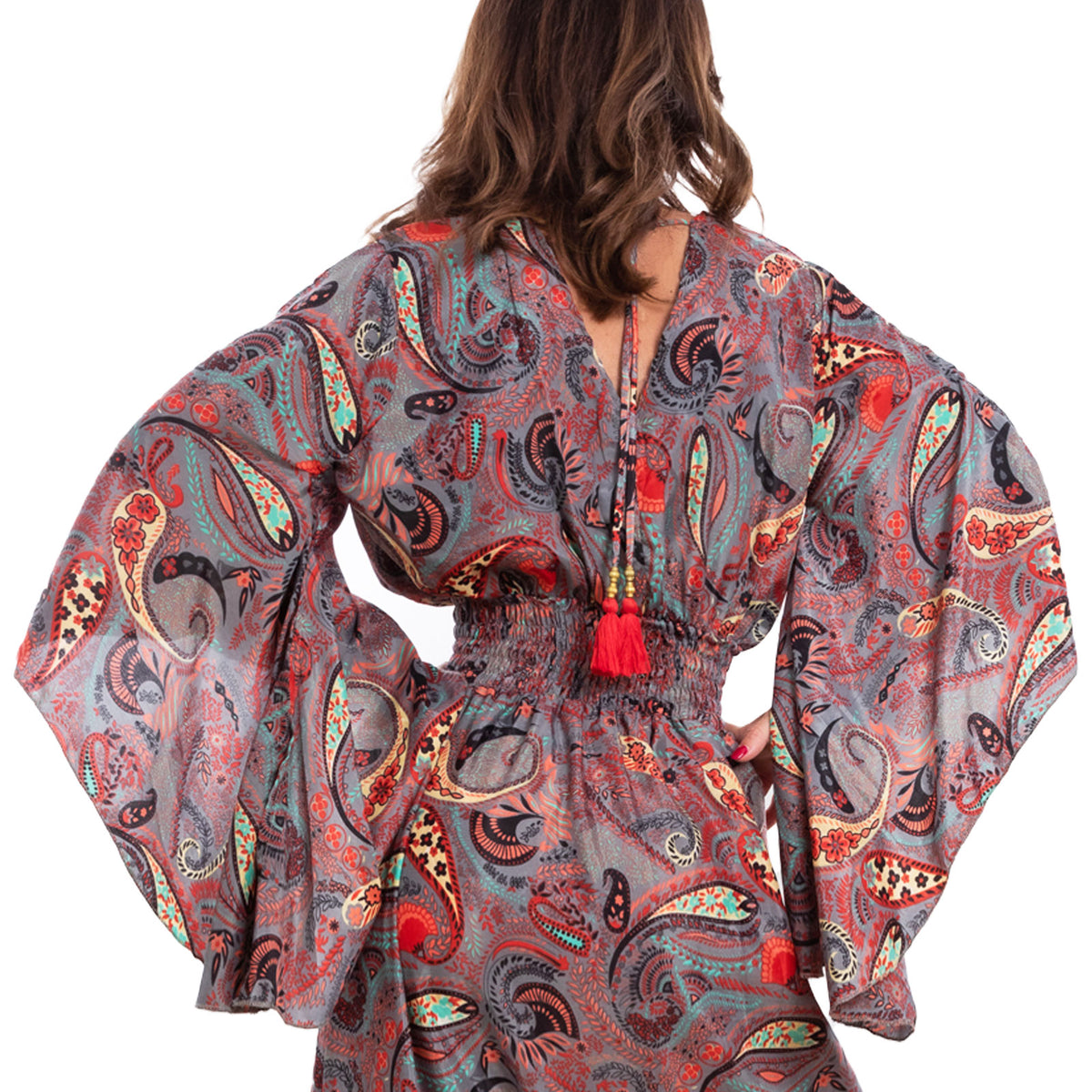 toocool vestito lungo donna abito boho chic fantasia etnica toocool rk 2021 rosso sl