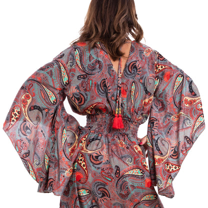 toocool vestito lungo donna abito boho chic fantasia etnica toocool rk 2021 rosso sl