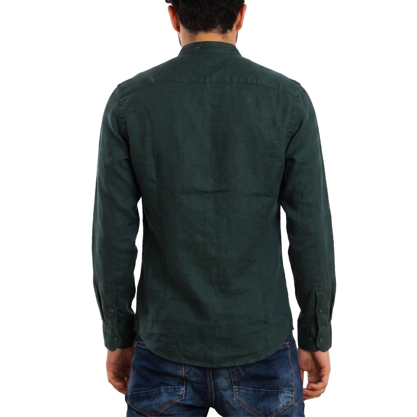 toocool camicia uomo misto lino maniche lunghe bottone regolabile collo alla coreana toocool z 909 nero s