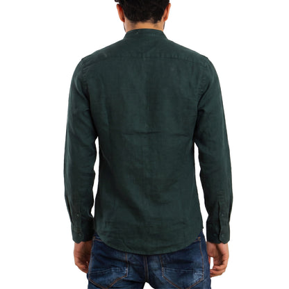 toocool camicia uomo misto lino maniche lunghe bottone regolabile collo alla coreana toocool z 909 nero s