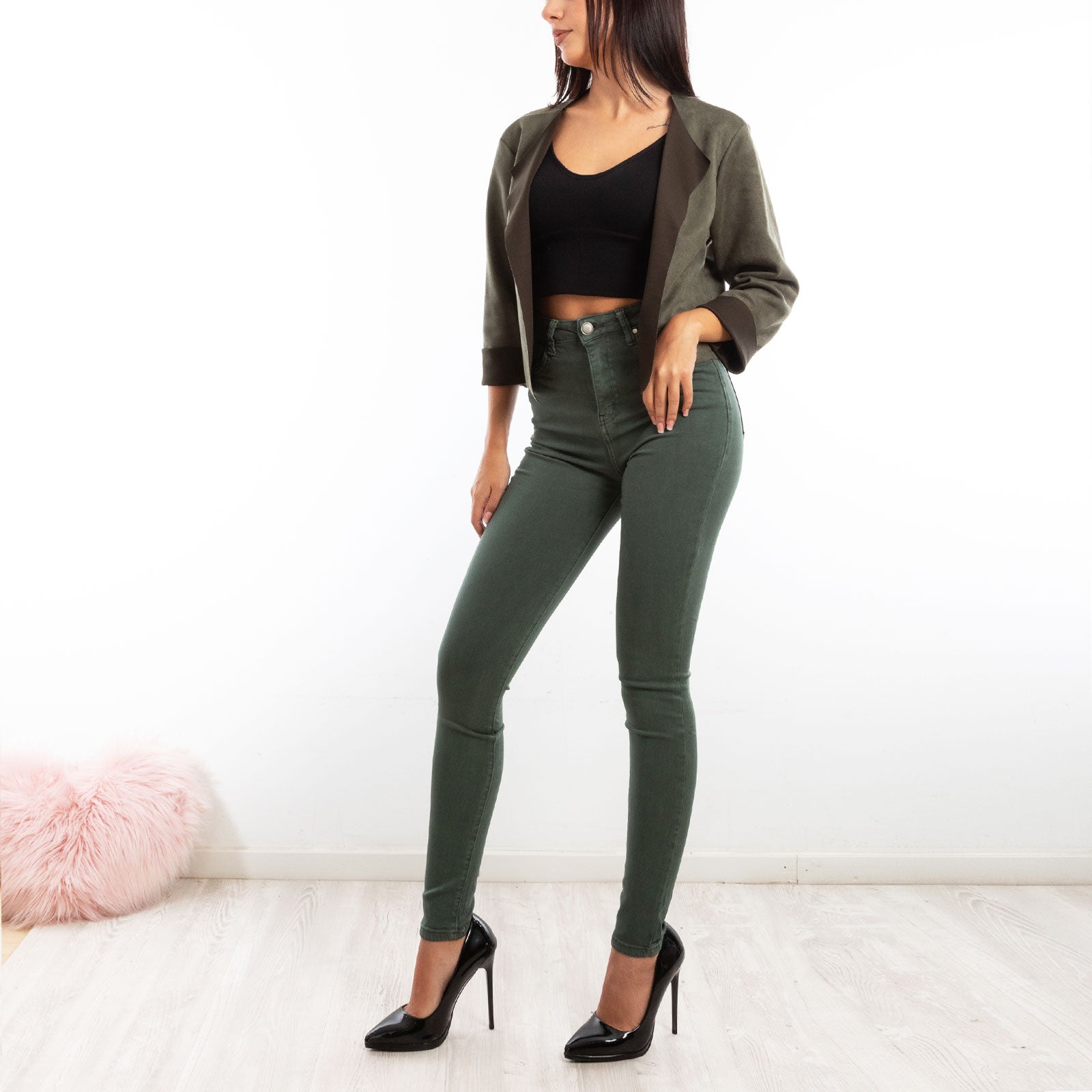 toocool giacca donna finta pelle scamosciata aperta 20868