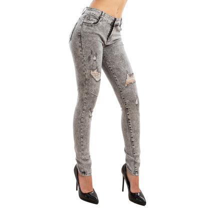 toocool jeans donna strass skinny tagliati strappati gf 2180