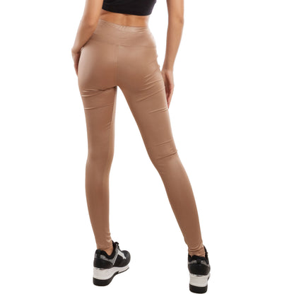 toocool leggings donna effetto liquid elasticizzati pantaloni skinny vita alta lucidi vi 3211