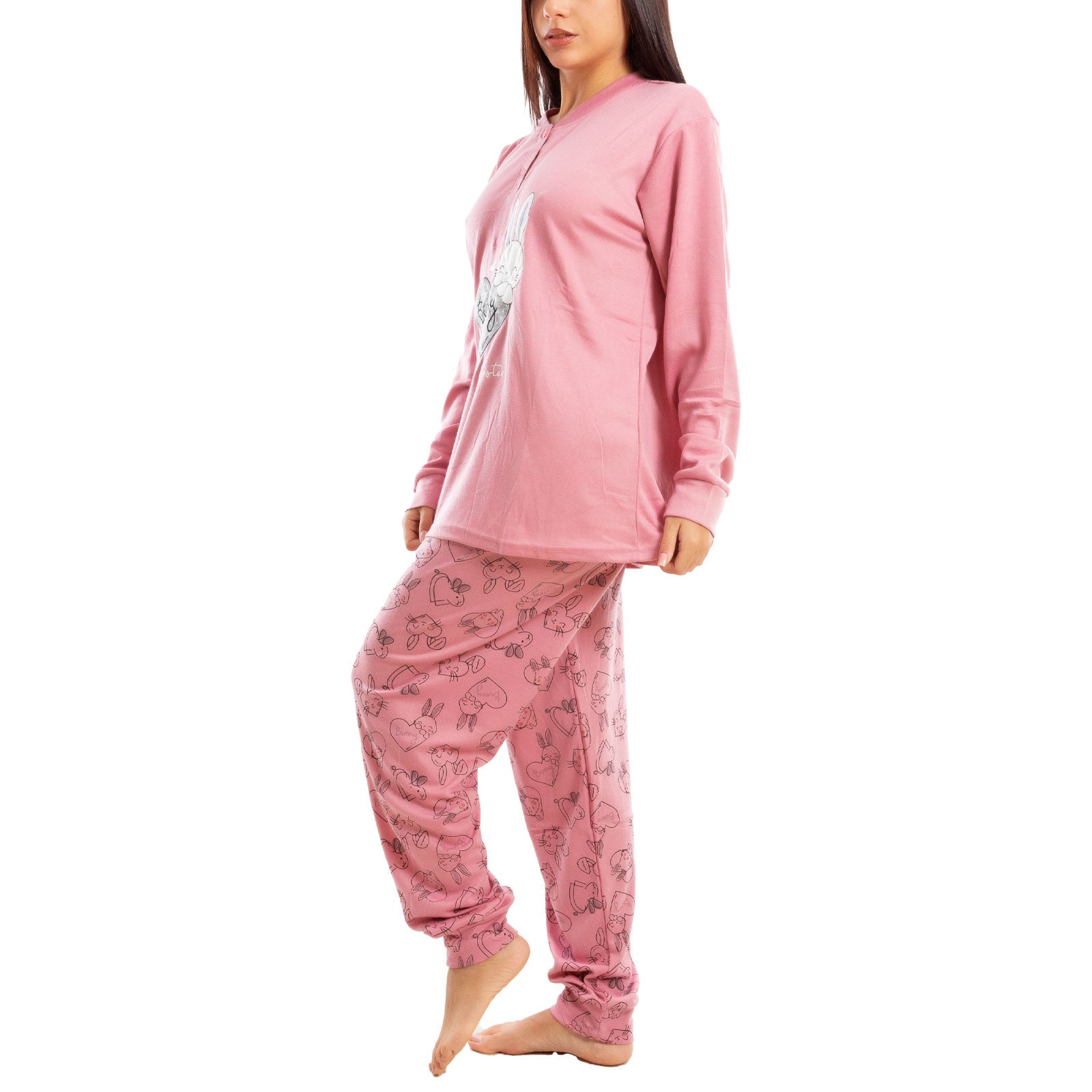 toocool pigiama donna felpato invernale coniglietti caldo c3101