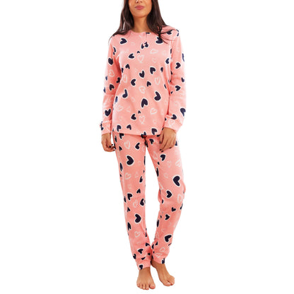 toocool pigiama donna invernale felpato cuori maniche lunghe pantaloni caldo cotone toocool q1039 nero s