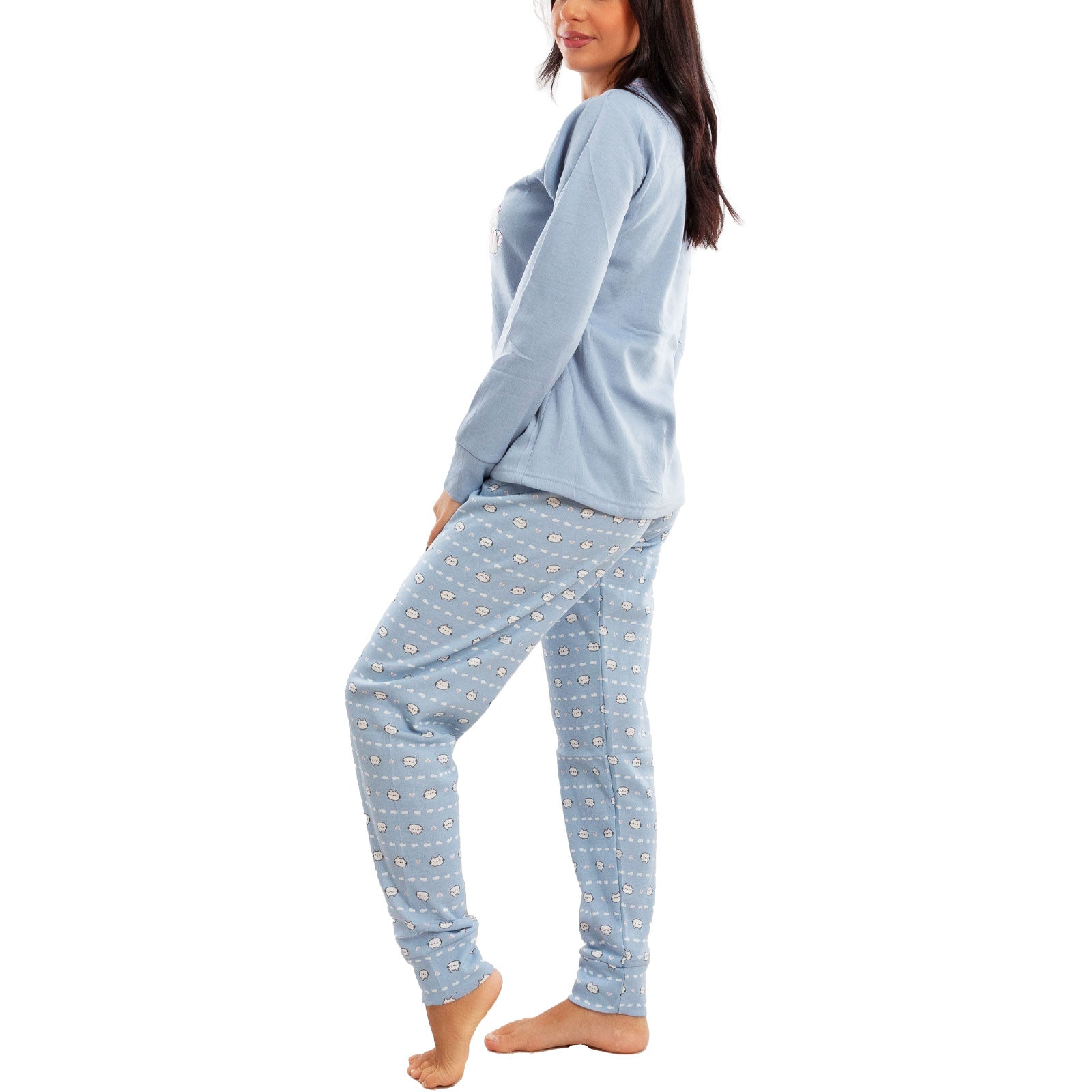 toocool pigiama donna invernale felpato gatti maniche lunghe pantaloni caldo cotone toocool 2141 verde acqua s