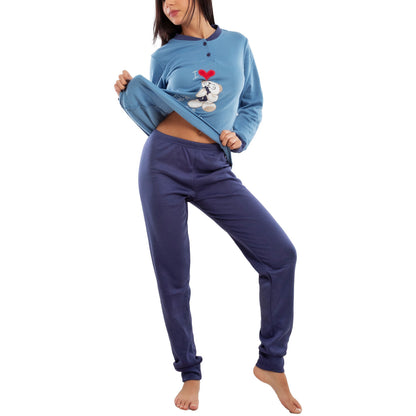 toocool pigiama donna invernale felpato orsetto orso maniche lunghe caldo cotone toocool d8369 rosa s