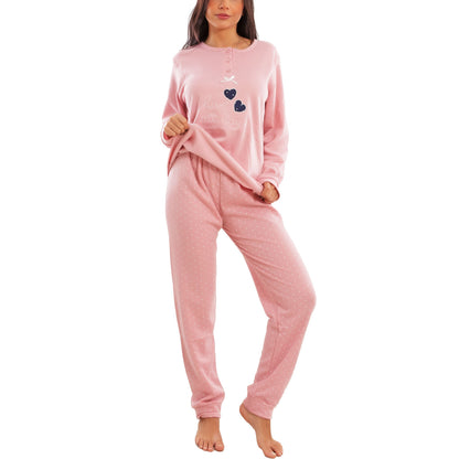 toocool pigiama donna invernale felpato pois maniche lunghe pantaloni caldo cotone toocool e5820 blu m