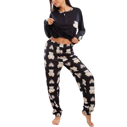 toocool pigiama donna leggero morbido orsetti maniche lunghe pantaloni completo 2 pezzi toocool k 687 rosso s