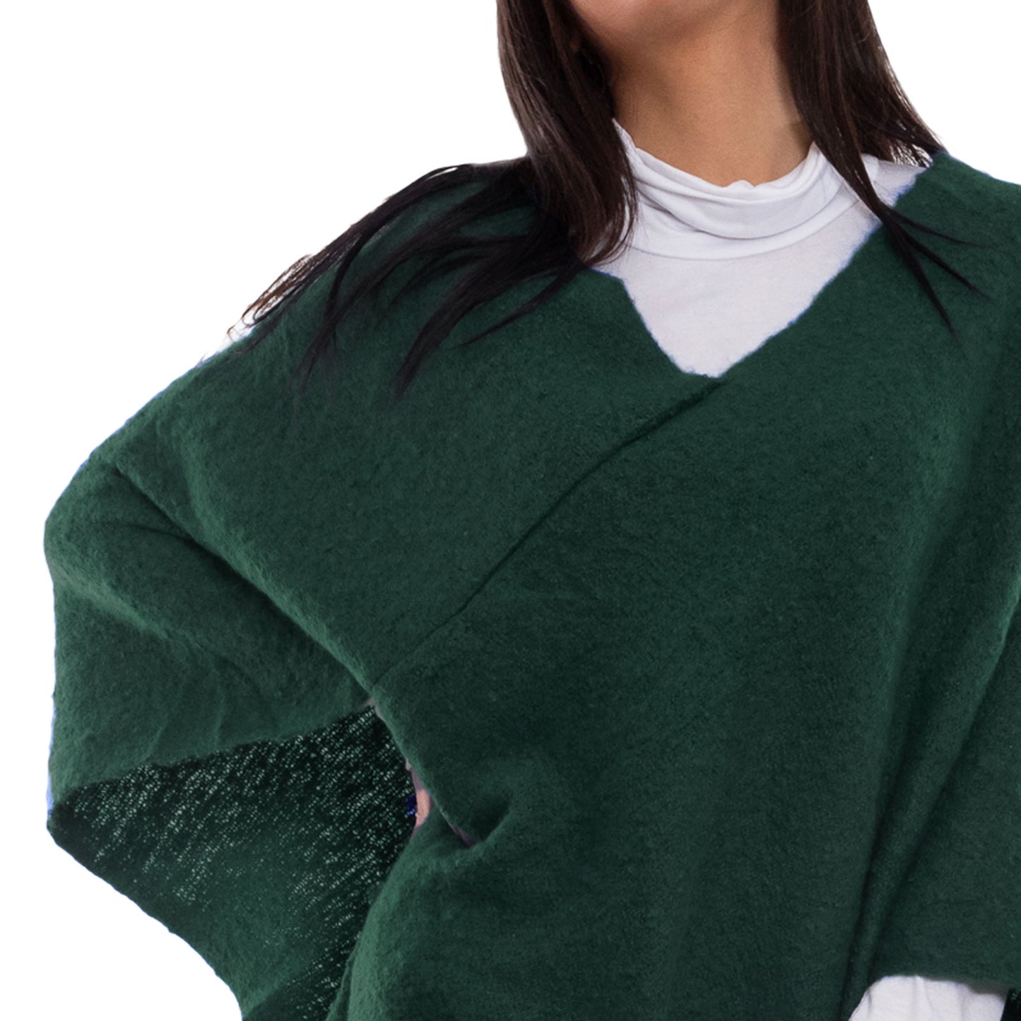 toocool poncho donna coprispalle mantella tricot caldo frange scialle lana toocool bs a301 nero taglia unica