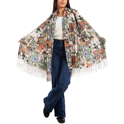 toocool sciarpa stola unisex cani frange foulard scialle invernale scaldacollo toocool wj 8217 nero taglia unica