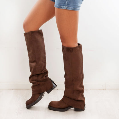 toocool stivali donna ghetta gambale ampio cerniere casual invernali scarpe tacco basso toocool ga037 marrone 39