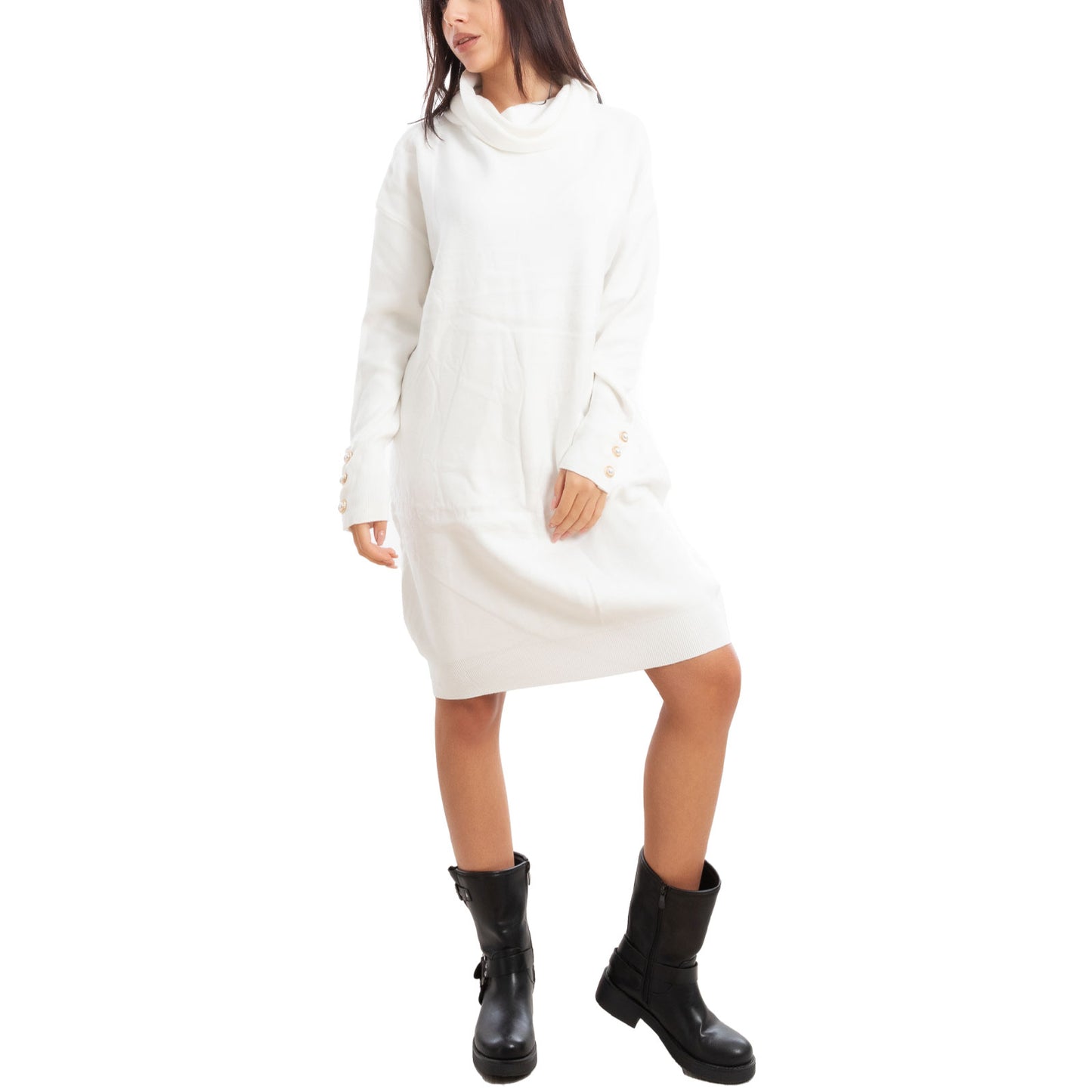 toocool vestito donna miniabito collo alto maglia tricot maximaglione toocool mtc13293 nero sl