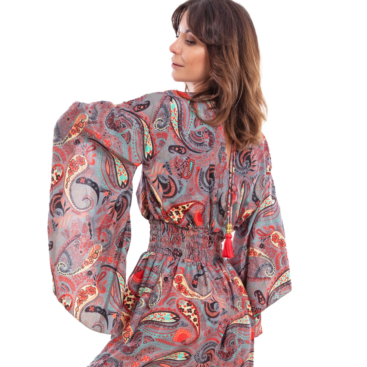 toocool vestito lungo donna abito boho chic fantasia etnica toocool rk 2021 rosso sl