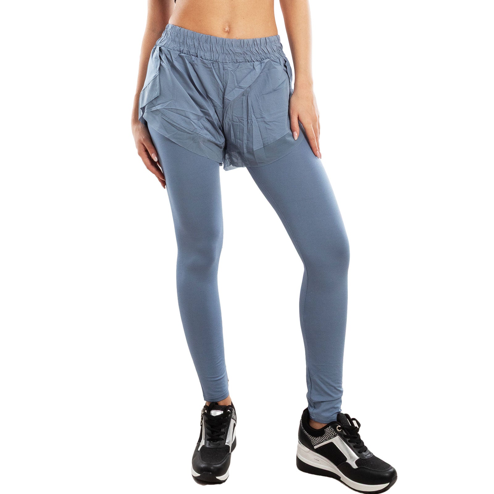 toocool leggings sportivi 2 in 1 donna pantaloncini sovrapposti tasca laterale leggings fitness yoga palestra toocool 821915 nero sm