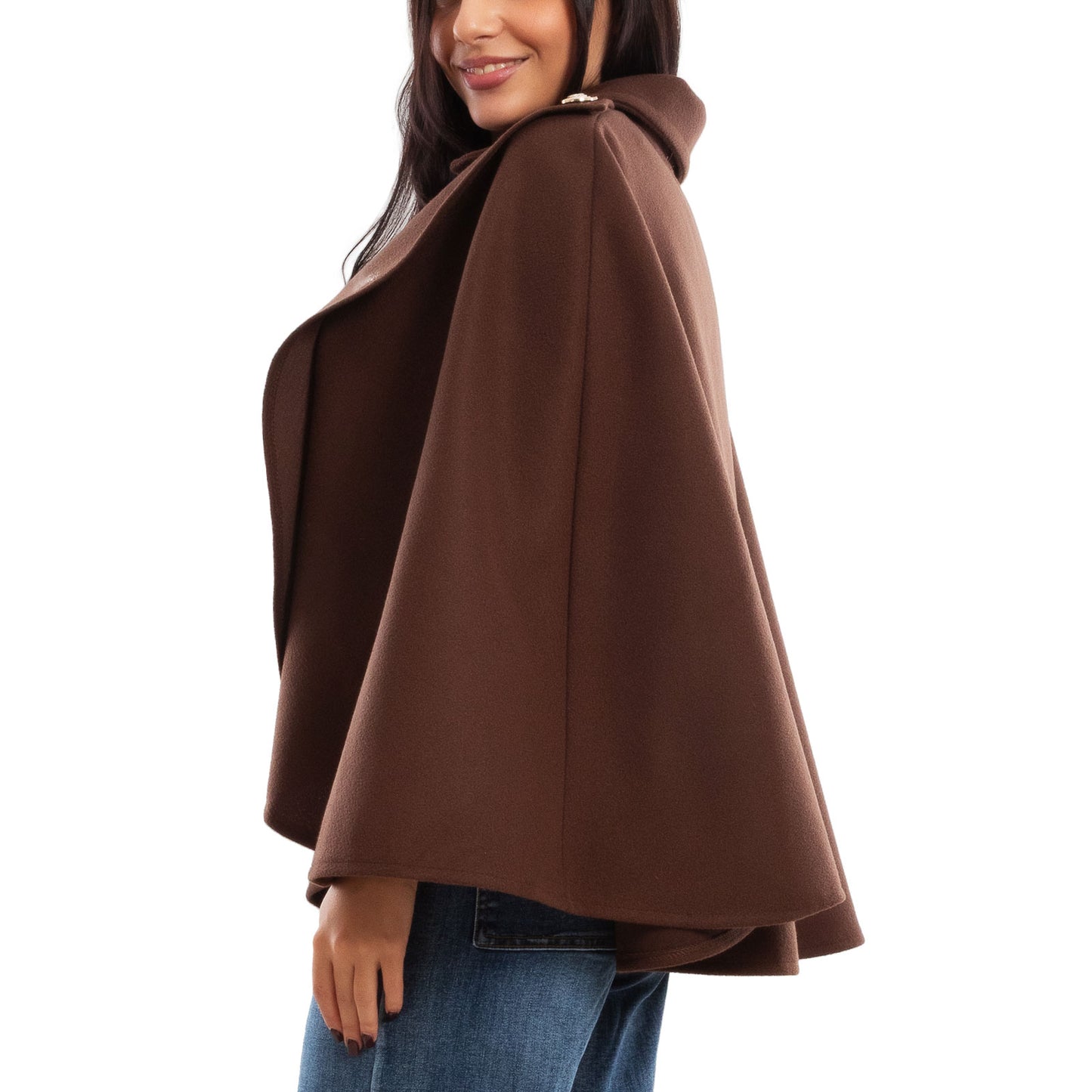 toocool mantellina poncho donna elegante bottoni dorati cape a portafoglio vb 5693