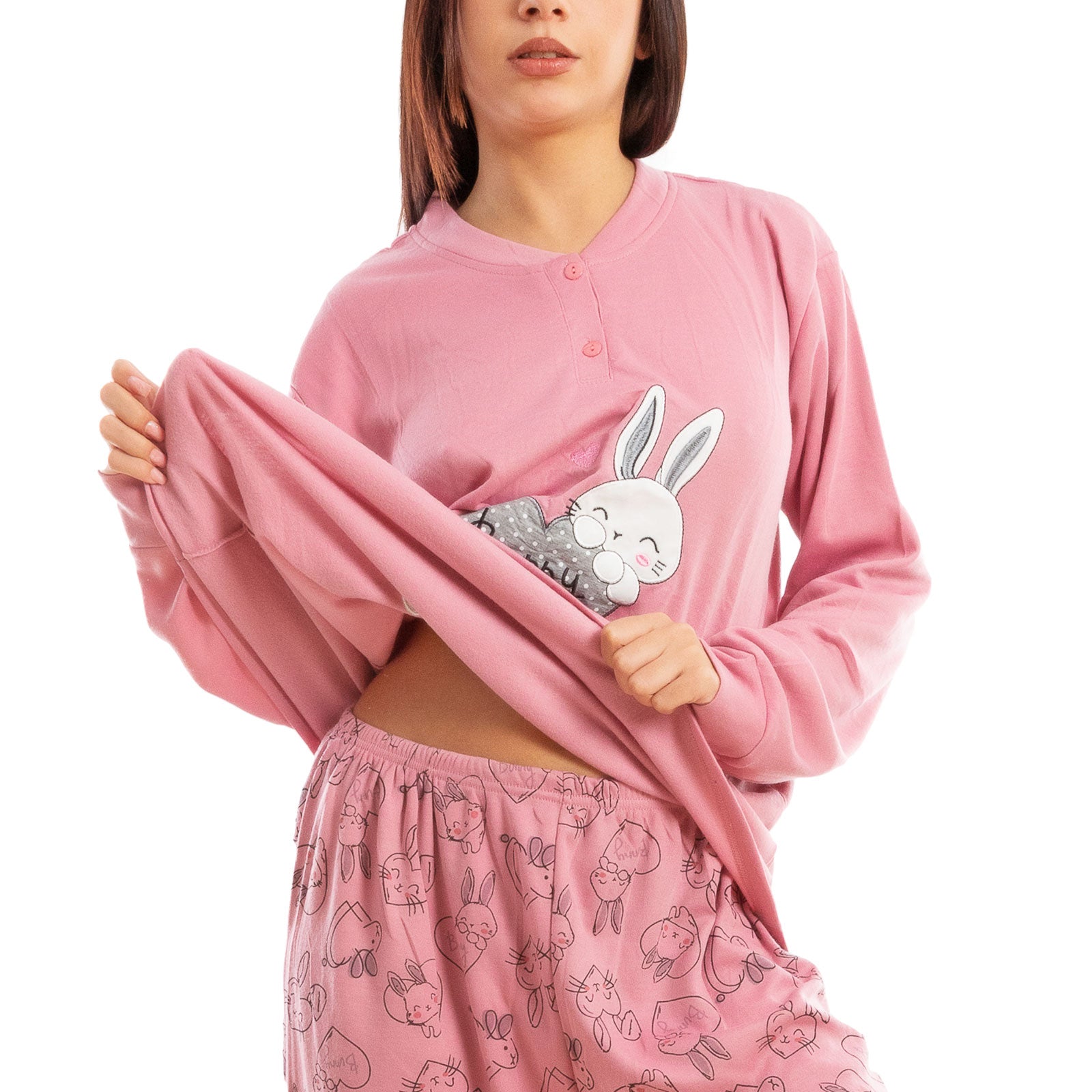toocool pigiama donna felpato invernale coniglietti caldo c3101