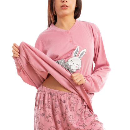 toocool pigiama donna felpato invernale coniglietti caldo c3101