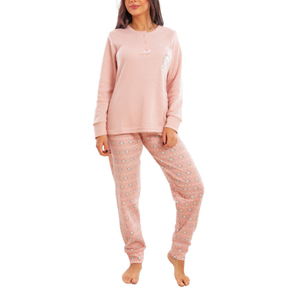 toocool pigiama donna invernale felpato gatti maniche lunghe pantaloni caldo cotone toocool 2141 verde acqua s