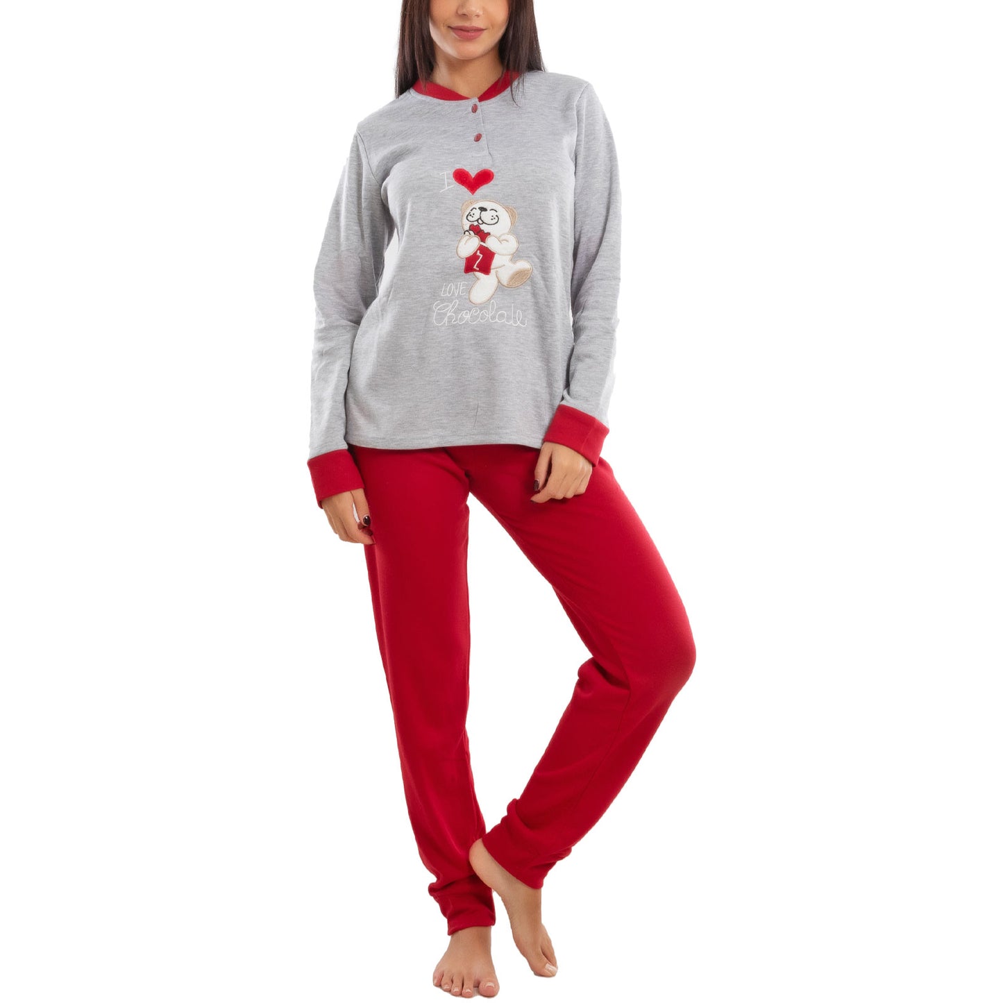 toocool pigiama donna invernale felpato orsetto orso maniche lunghe caldo cotone toocool d8369 rosa s