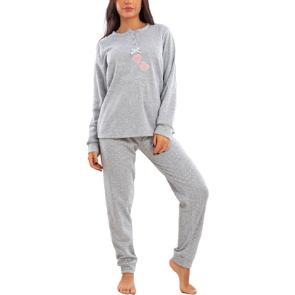 toocool pigiama donna invernale felpato pois maniche lunghe pantaloni caldo cotone toocool e5820 blu m