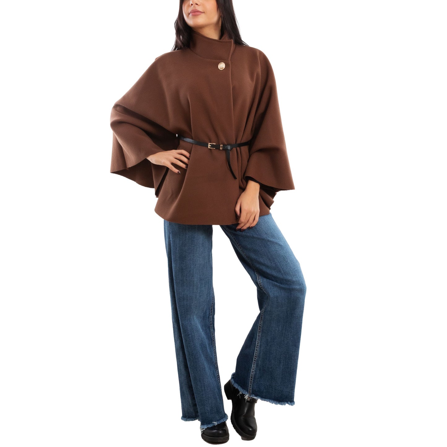 toocool poncho elegante da donna con cintura regolabile in vita mantella morbida vi 5192