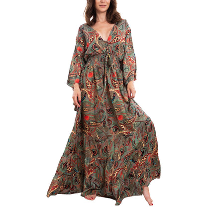 toocool vestito lungo donna abito boho chic fantasia etnica toocool rk 2021 rosso sl