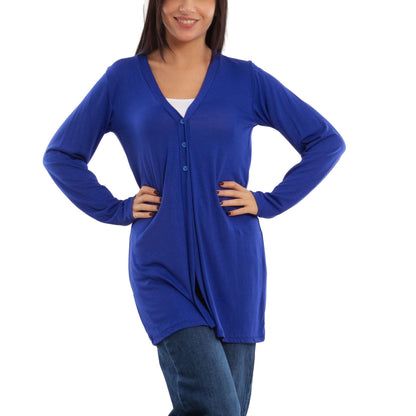 toocool cardigan lungo donna elegante coprispalle spolverino bottoni manica lunga toocool vb 4222 nero sl