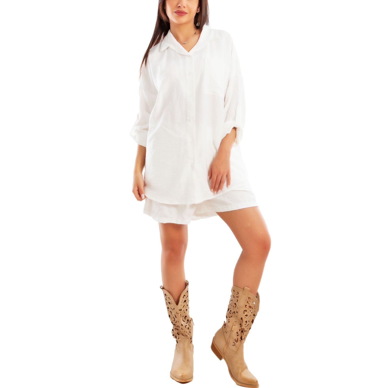 toocool completo due pezzi donna camicia pantaloncini vi 5546
