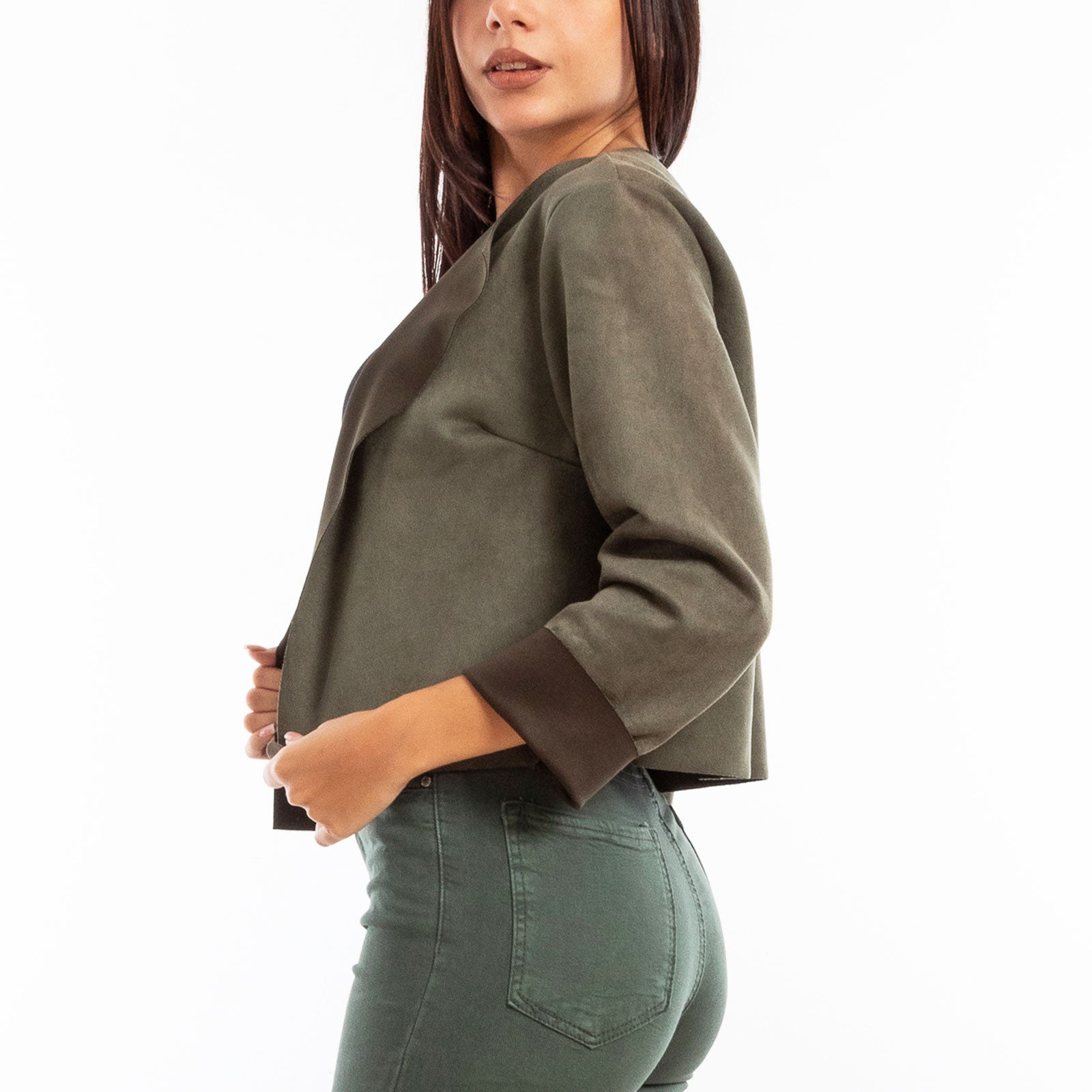 toocool giacca donna finta pelle scamosciata aperta 20868