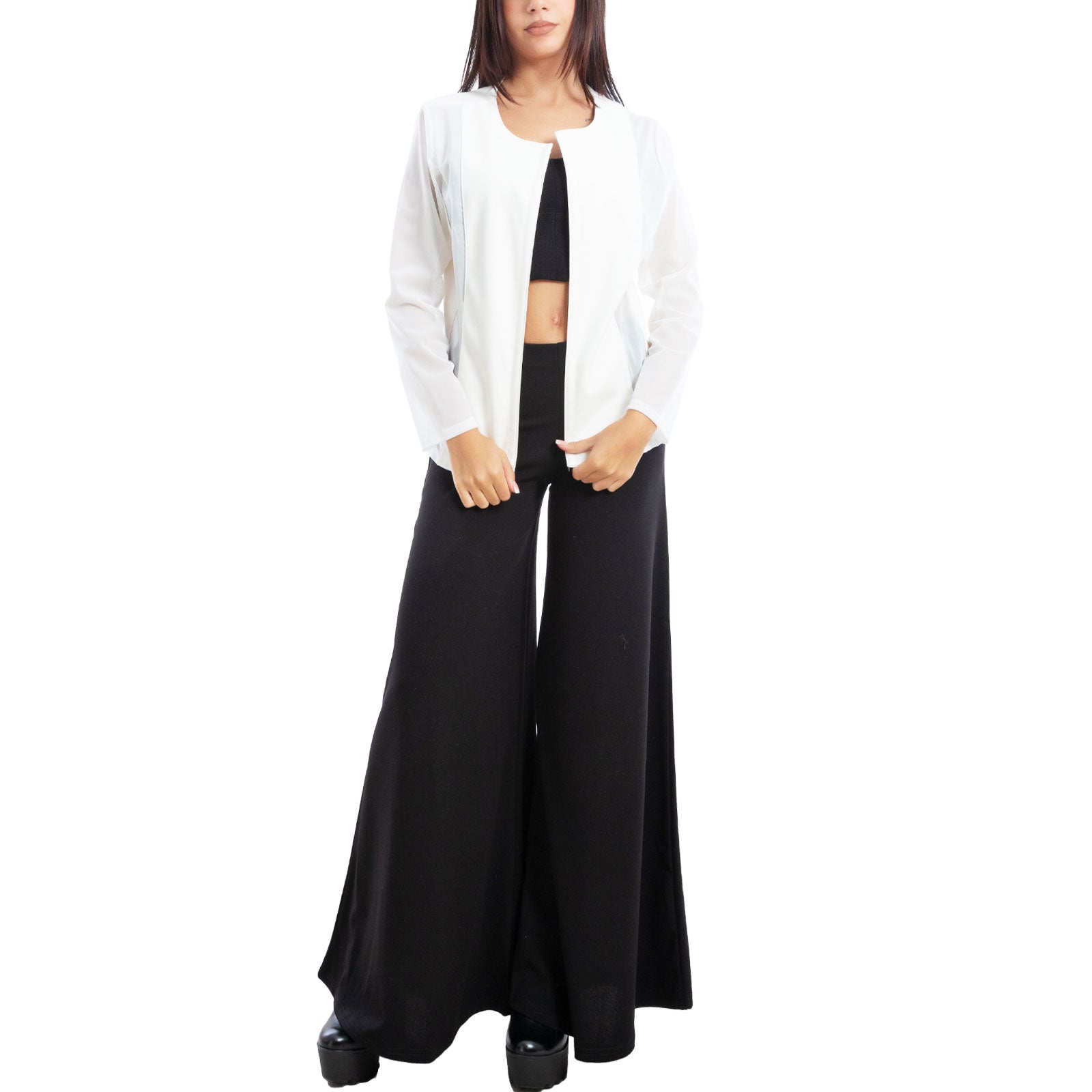 toocool giacca pelle sintetica donna velata elegante g987