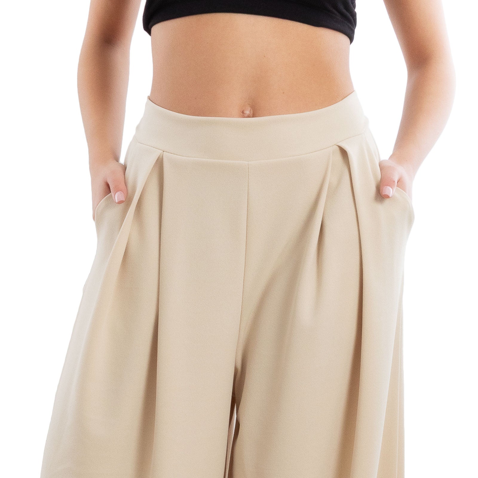 toocool pantaloni donna palazzo pinces eleganti ampi larghi con tasche toocool ms 6934 nero sl