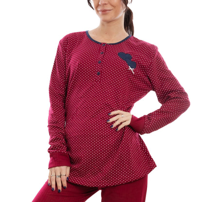 toocool pigiama donna felpato pois cuori maniche lunghe pantaloni completo 2 pezzi toocool s 8043 blu xxl