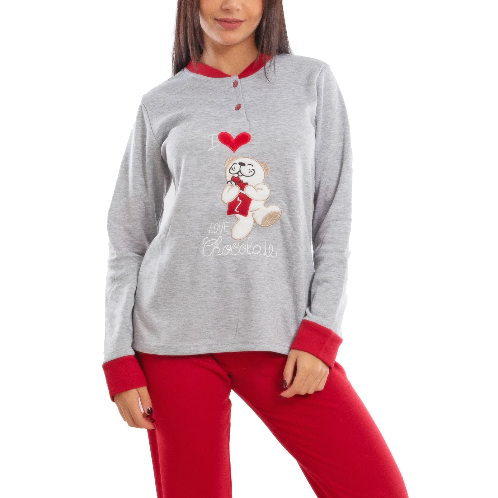 toocool pigiama donna invernale felpato orsetto orso maniche lunghe caldo cotone toocool d8369 rosa s