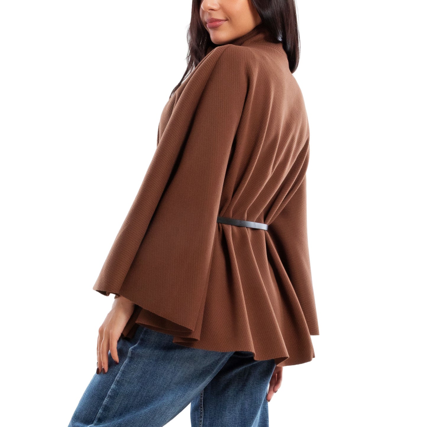 toocool poncho elegante da donna con cintura regolabile in vita mantella morbida vi 5192