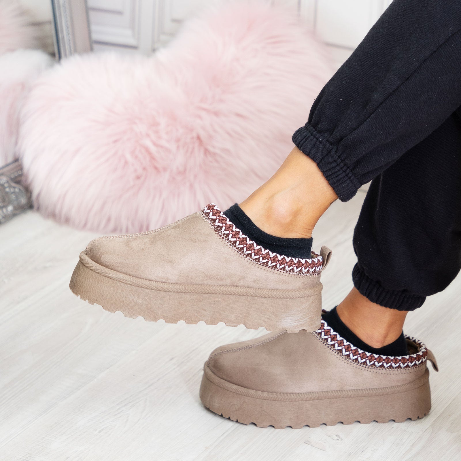 Sabot Scamosciati Donna Pelliccia Interna H-3