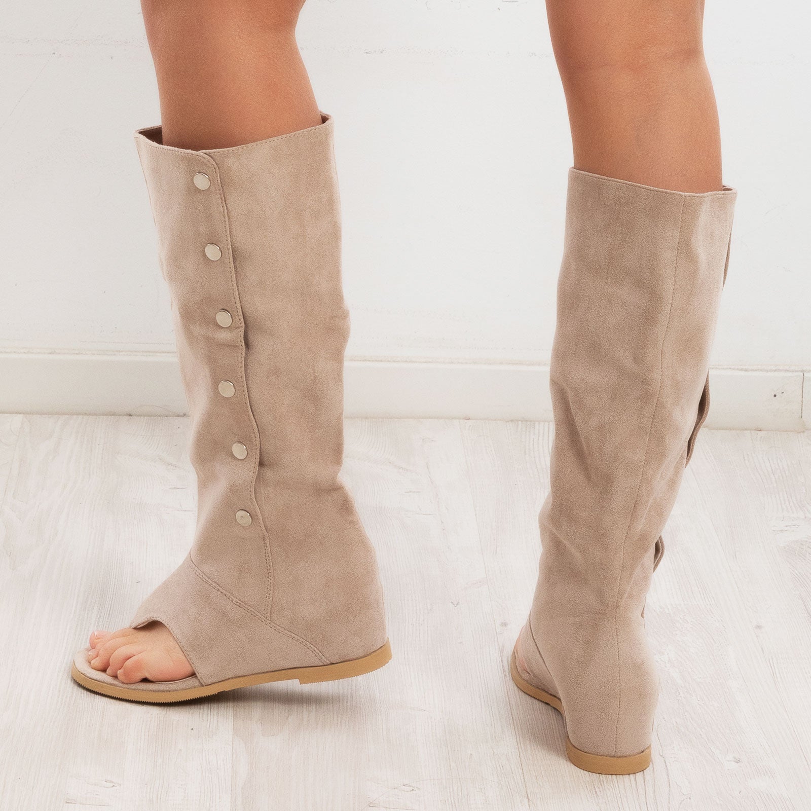 toocool stivali gladiatore donna scamosciati infradito tacco interno wz688 151