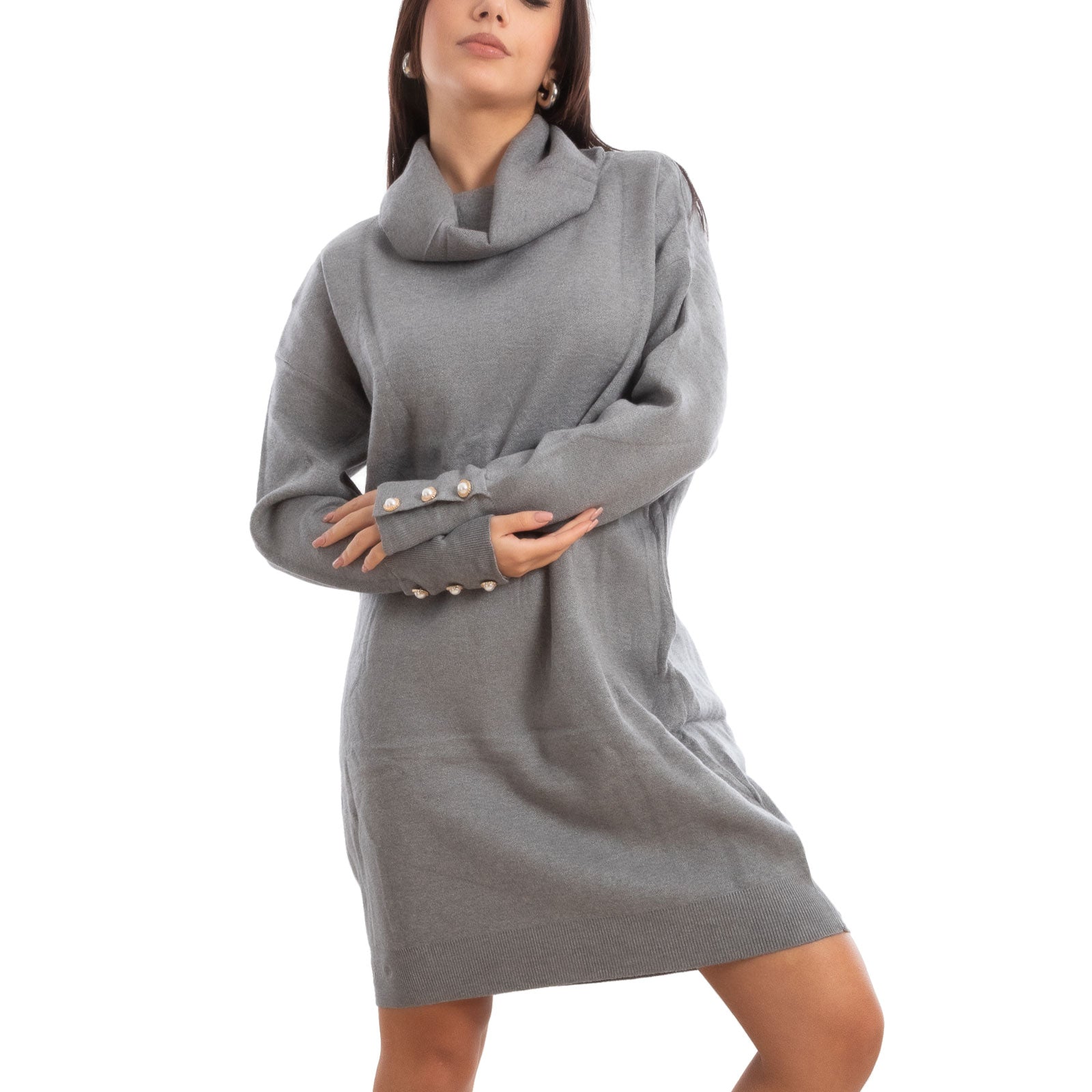 toocool vestito donna miniabito collo alto maglia tricot maximaglione toocool mtc13293 nero sl