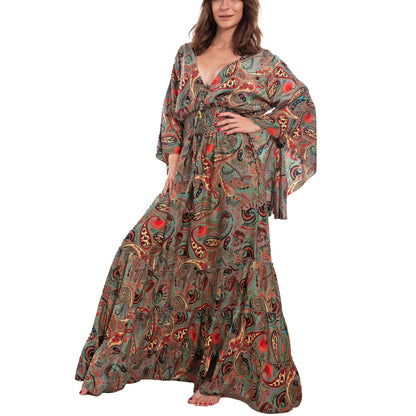 toocool vestito lungo donna abito boho chic fantasia etnica toocool rk 2021 rosso sl