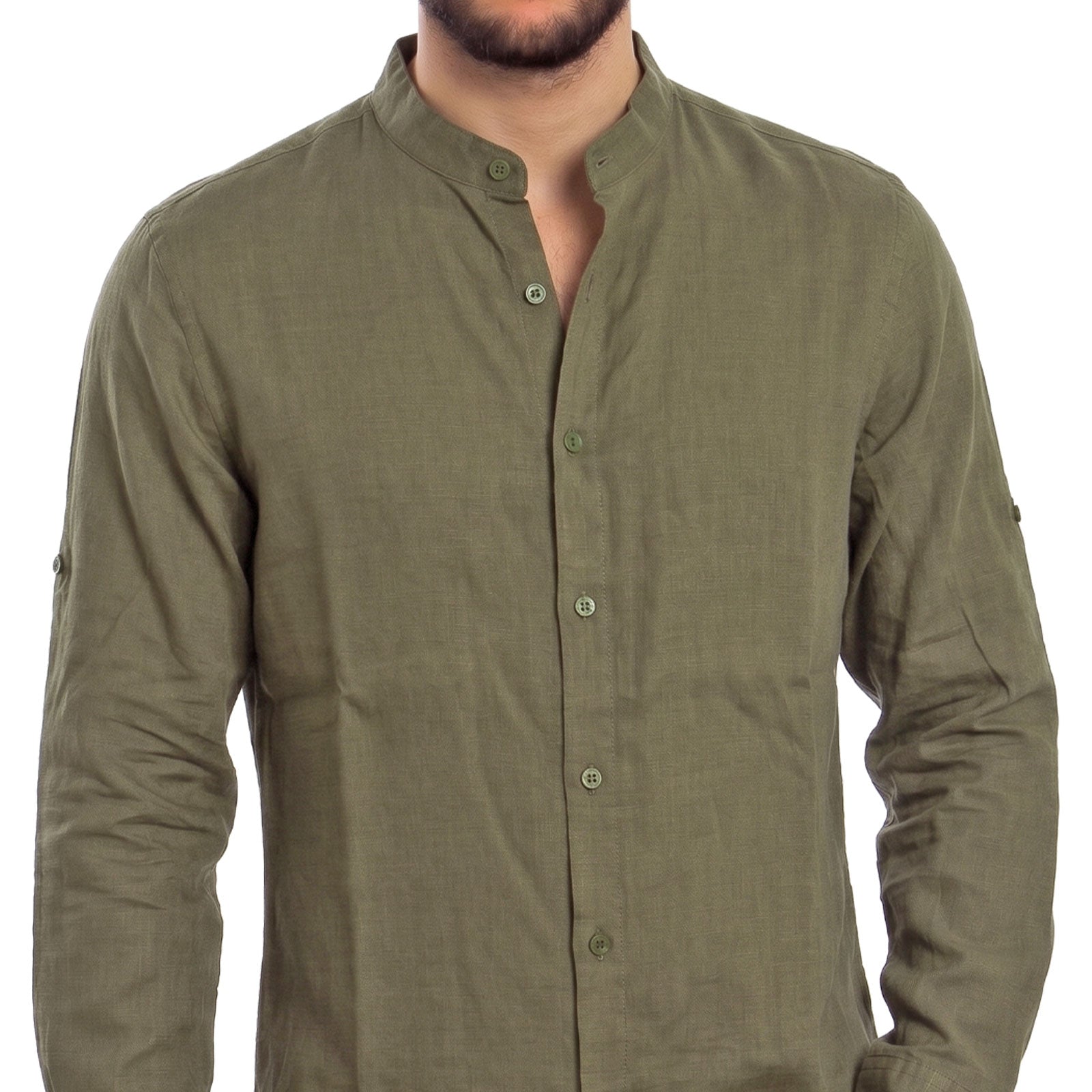 toocool camicia uomo misto lino maniche lunghe bottone regolabile collo alla coreana toocool z 909 nero s