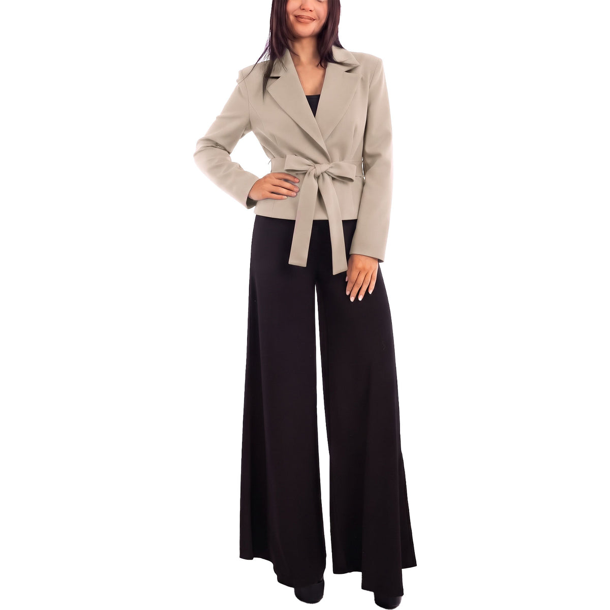 toocool giacca donna sfoderata elegante cintura coprispalle toocool vi 56210 nero taglia unica