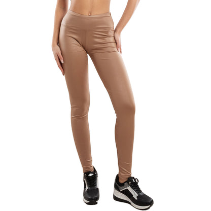 toocool leggings donna effetto liquid elasticizzati pantaloni skinny vita alta lucidi vi 3211